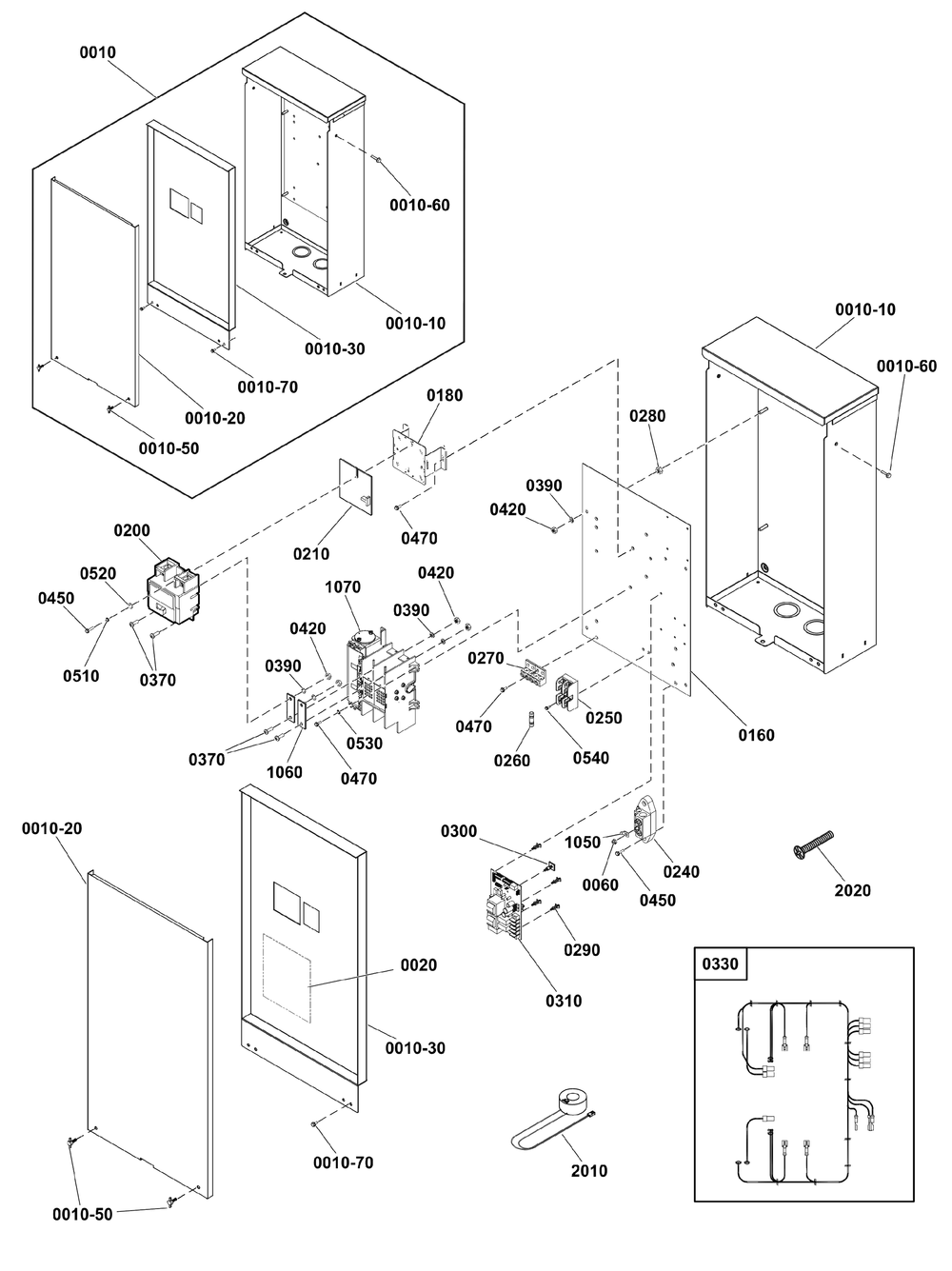 Transfer Switch - Hingeless Enclosure Diagram and Parts List for 071248-00  Briggs and Stratton Generator